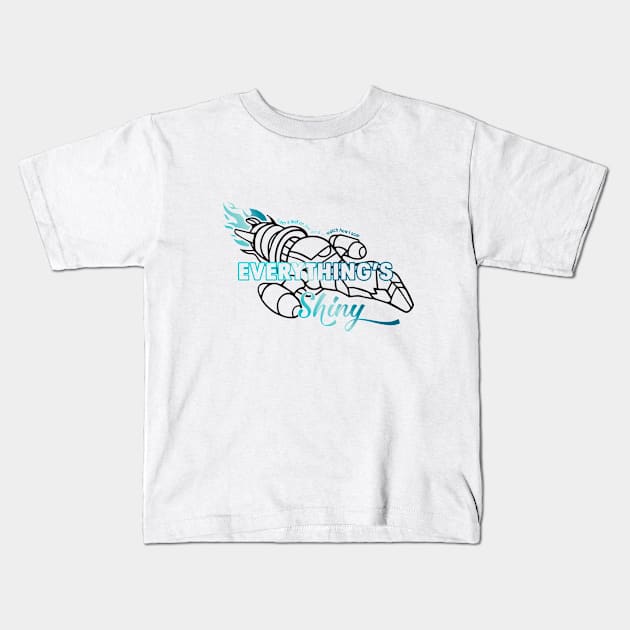 Everything's Shiny (black / blue print) Kids T-Shirt by FireflyG_Tees